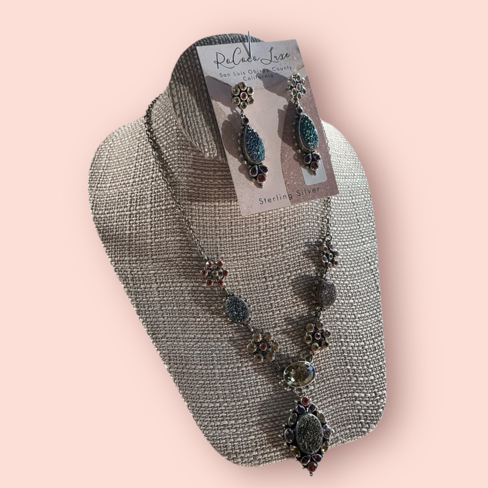 Nicky Butler set Necklace/Earrings sterling silver‎ 925 genuine faceted stones
